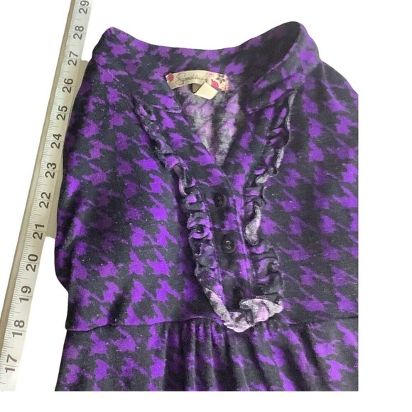 Speechless Girls A-Line Dress Purple Black Houndstooth Ruffled Collar Size 8 - Picture 9 of 15